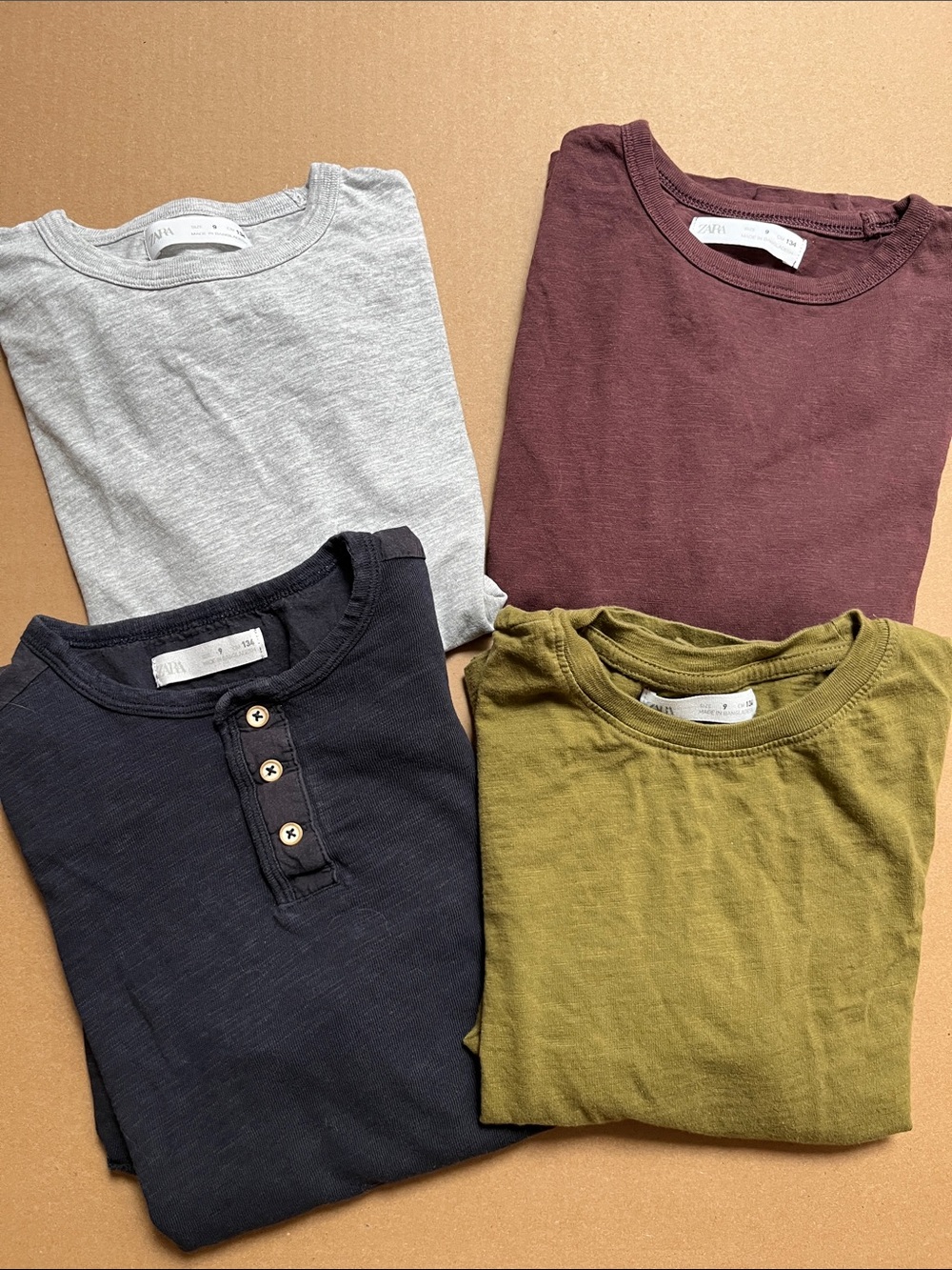 Zara Boys Knit Tops Lot Long Sleeve Crew Neck and Navy Henley 9 yo